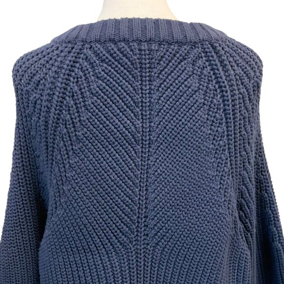 Nordstrom Signature Raglan Sleeve Knit Sweater In Navy Size XL Ribbed Cotton - Picture 3 of 6